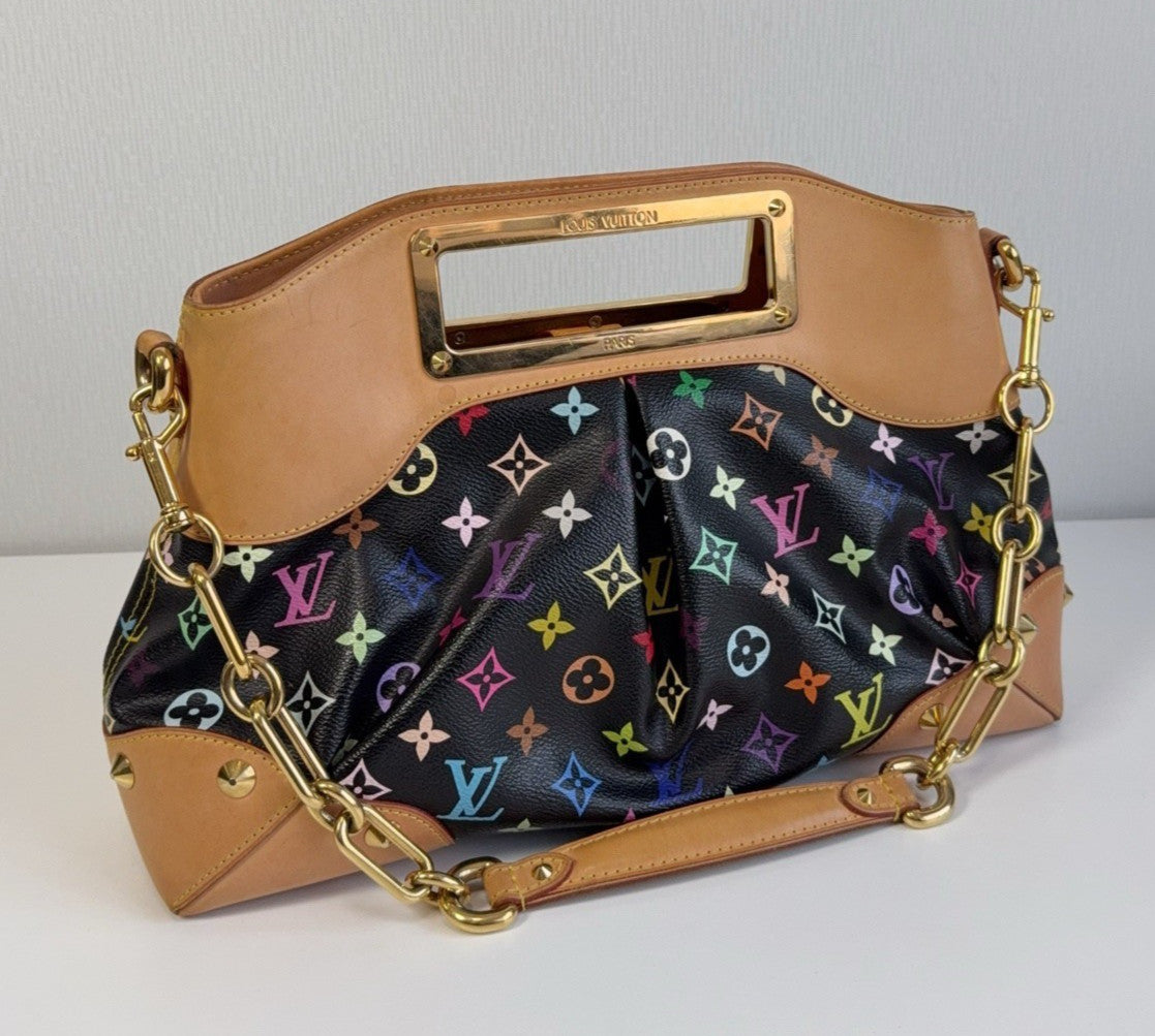 Louis Vuitton Judy MM Monogram Chain Shoulder Bag Black Multicolor Women Classic