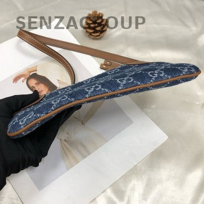 Gucci Shoulder Underarm Bag Blue Brown Women's Fashion Classic