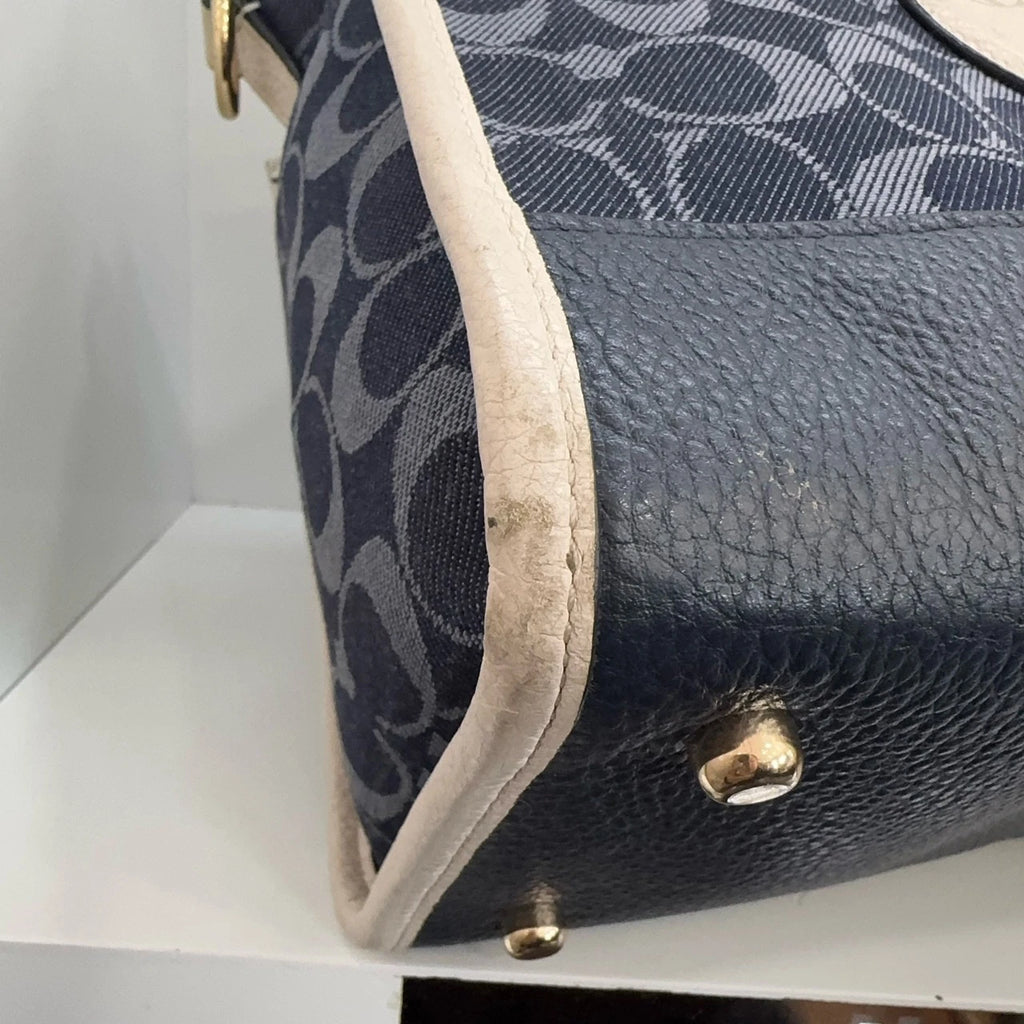 Coach Women Denim Blue Monogram Shoulder Handbag Crossbody Bag