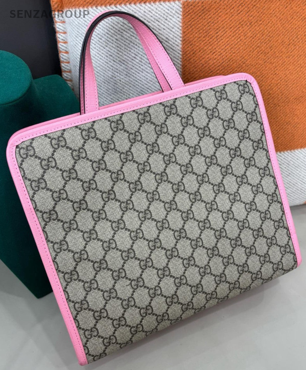 Gucci Strawberry Tote Handbag Beige Pink Used Women Classic Designer
