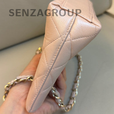 Chanel Vintage Mini Tote Pink Gold Quilted Chain Shoulder Bag Classic