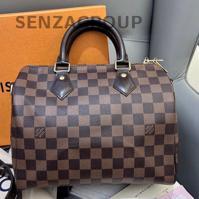 Louis Vuitton Damier Ebene Speedy 25 Handbag Shoulder Bag Gold Hardware