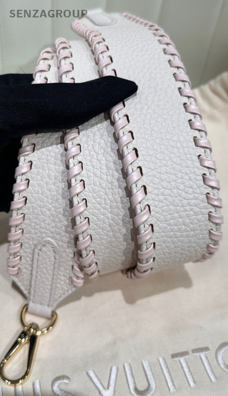 Louis Vuitton Capucines BB Top Handle Bag Crossbody Cream Color Gold Used Women