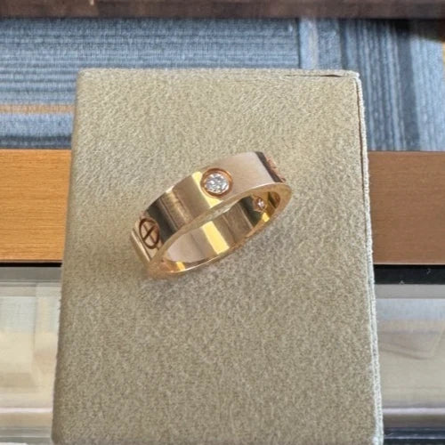 Cartier Love Classic Band Ring 18k Rose Gold with 3 Diamonds EU59/US8.75