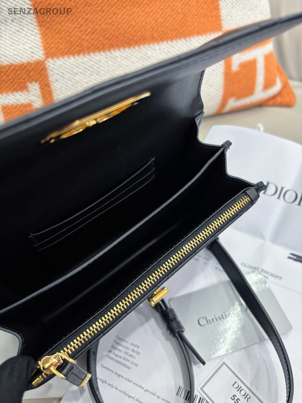 Christian Dior Caro Classic Logo Chain SHoulder bag Crossbody Black Gold Women
