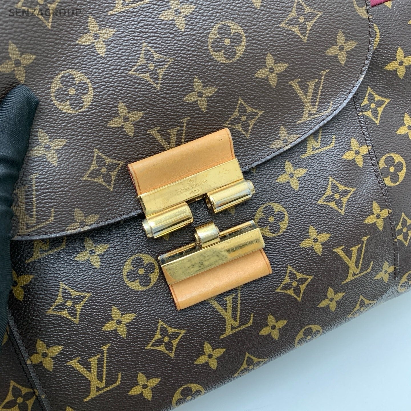 Louis Vuitton Olympe Monogram Shoulder Bag Brown Red Gold Women Classic