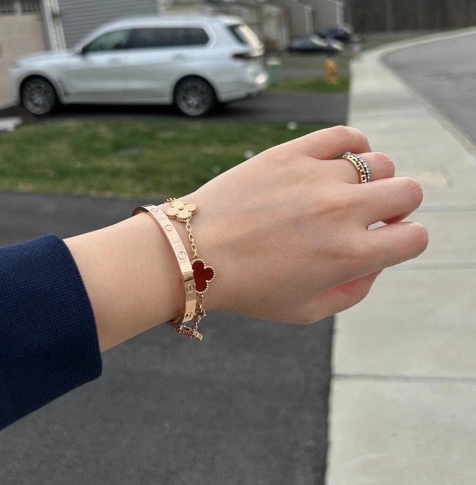 New Cartier Love Classic 6.1mm Bracelet 18k Rose Gold Bangle Size17