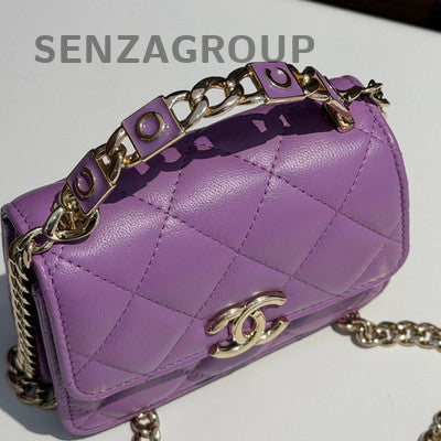 Chanel Mini Purple Quilted WOC Gold Hardware Crossbody Bag Women's Fashion