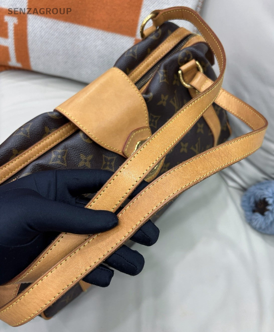 Louis Vuitton Stresa Monogram Shoulder Bag Brown Gold Women Classic