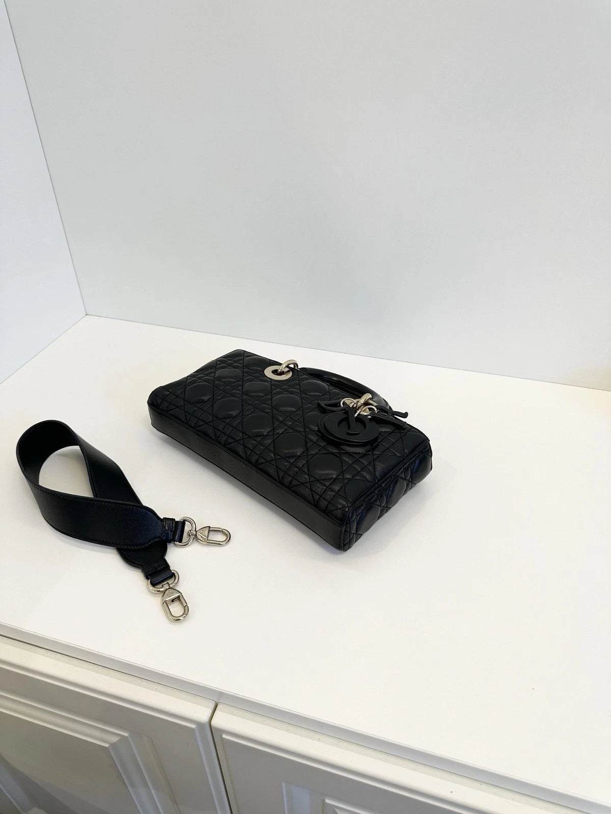 Dior Lady Dior Black Crossbody Handbag Excellent