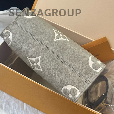 Louis Vuitton Monogram Onthego GM Tote Bag Grey Gold Women's Fashion