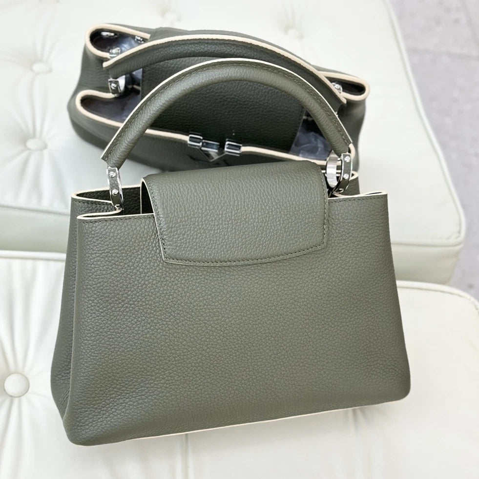 Louis Vuitton Capucines Green Silver Crossbody Top Handle Excellent