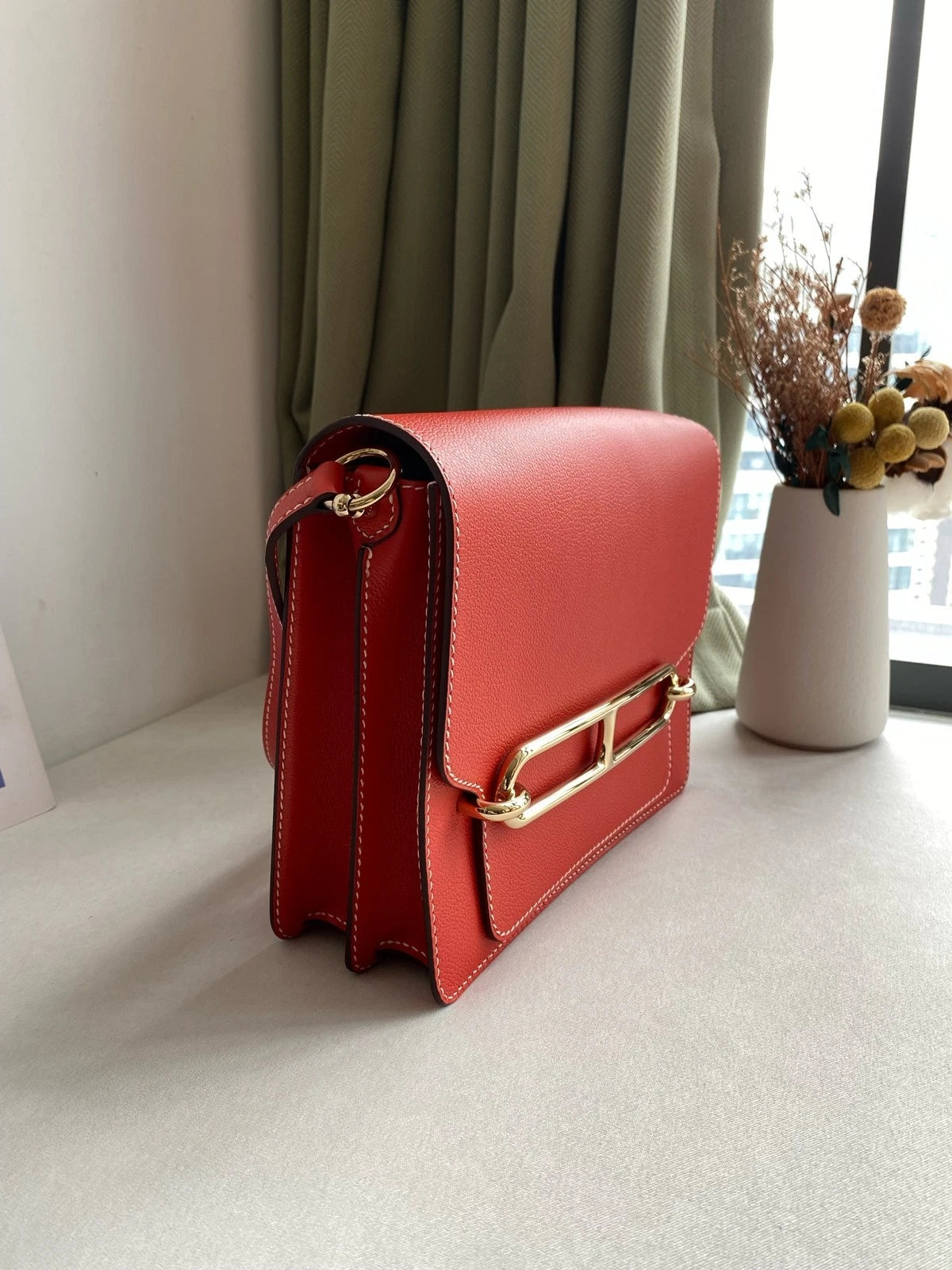 Hermes Roulis23 Tomato Red Shoulder Crossbody Bag For Women