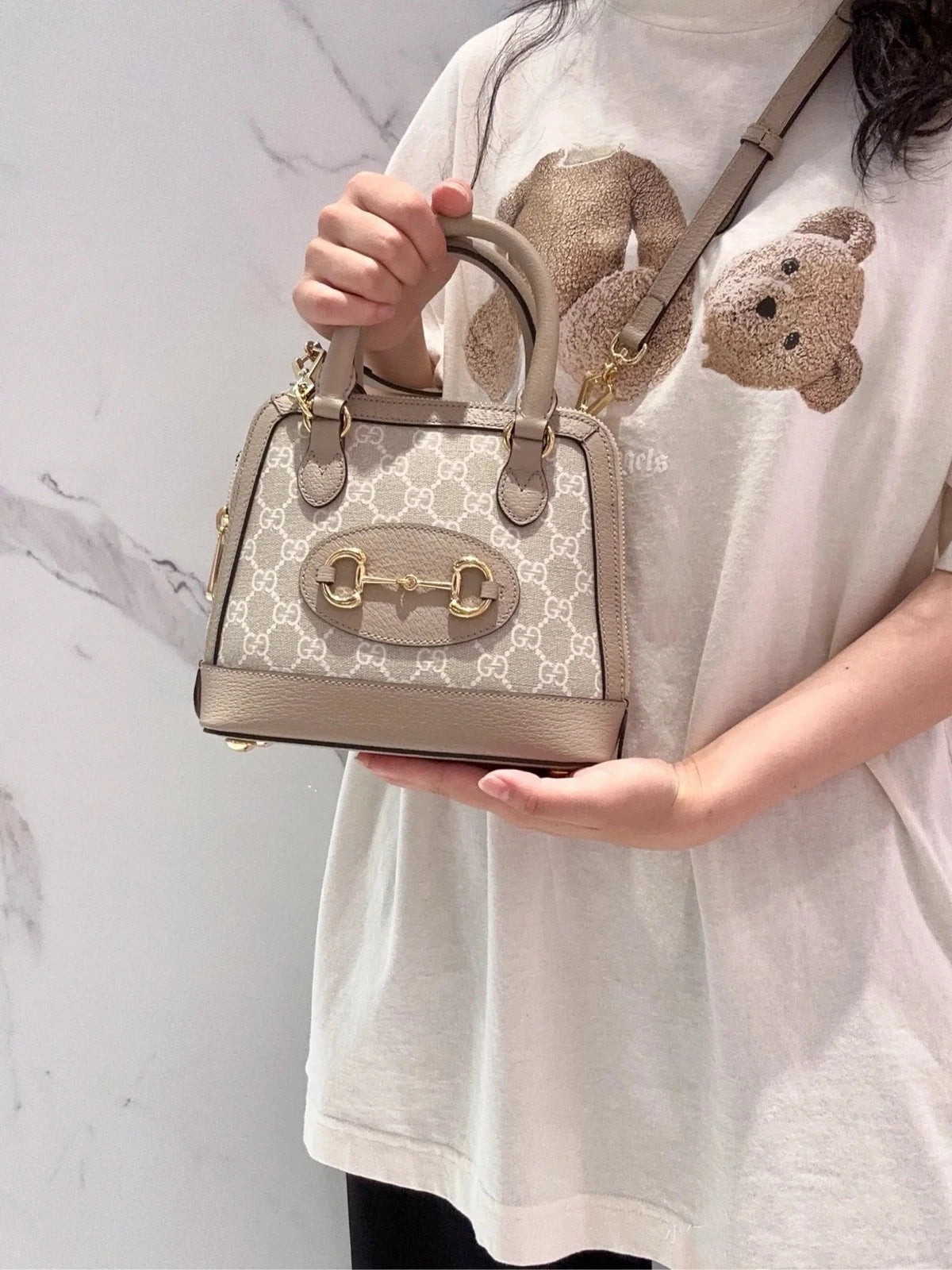 GUCCI 1955 Monogram Canvas Mini Shell Crossbody For Women