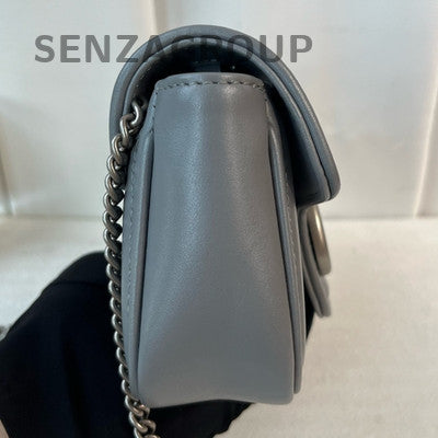Gucci Mini Marmont Bag in Grey Silver Chain Shoulder Crossbody Classic