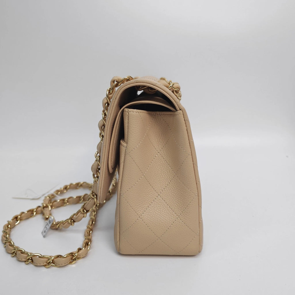 CHANEL Beige Leather CF Jumbo Shoulder Bag For Women