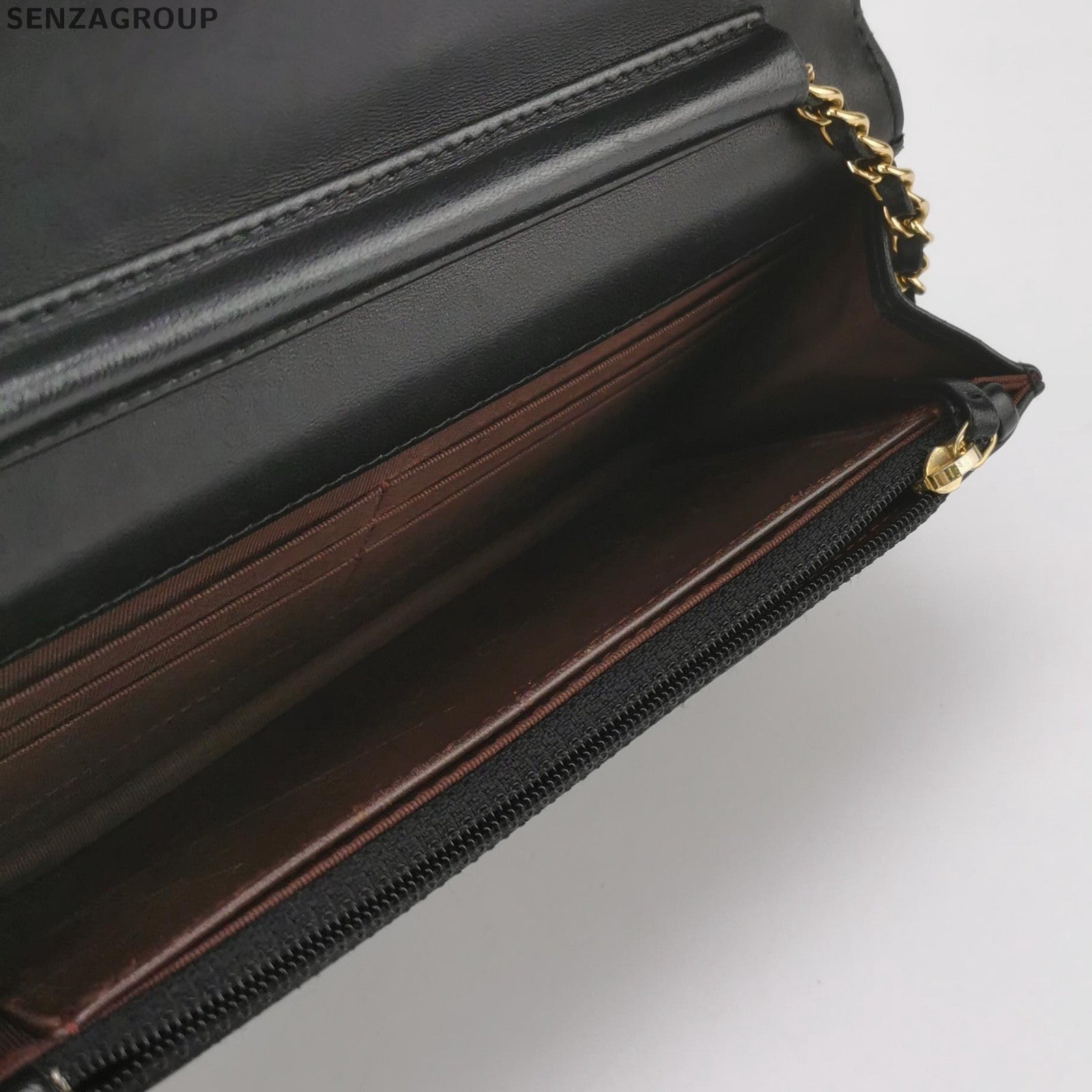 Chanel Black Gold Lambskin Quilted Chain Shoulder Crossbody Bag Classic