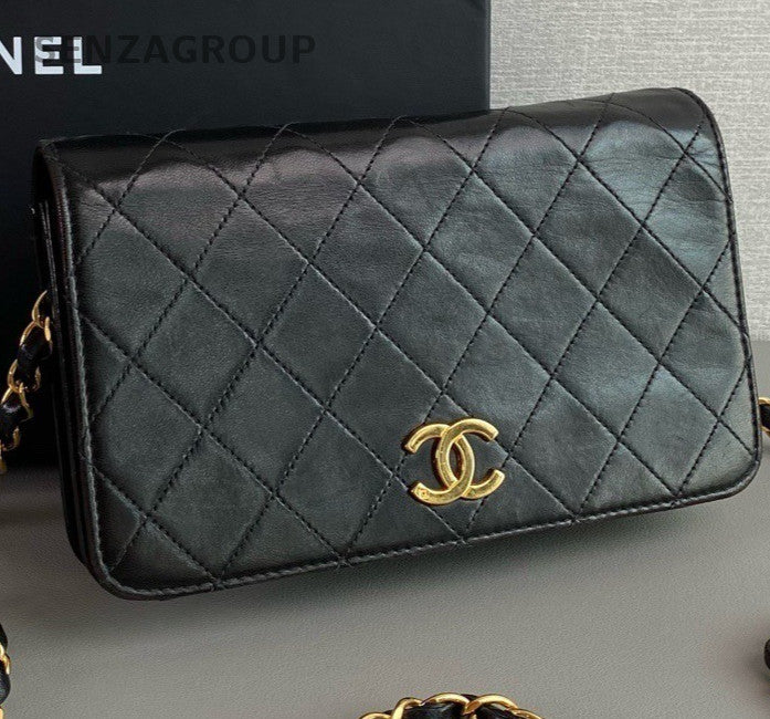 Chanel WOC Vintage Lambskin Chain Shoulder Bag Crossbody Black  Women Classic