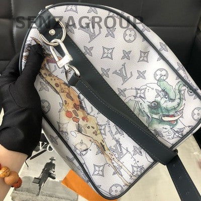 LV Keepall Zootopia Travel Bag Shoulder Crossbody White Black Classic