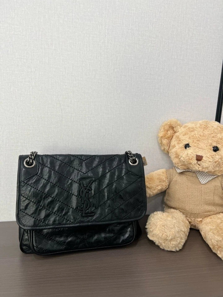YSL Black Silver Medium Niki Shoulder Bag For Women