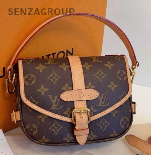 Louis Vuitton Saumer BB Monogram Top Handle Bag Shoulder Bag Brown Gold Women