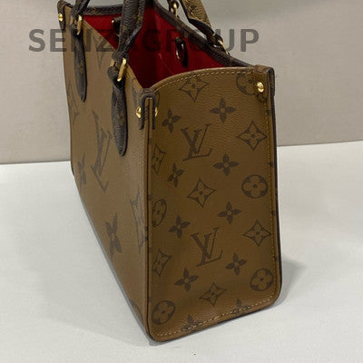 Louis Vuitton OnTheGo PM Tote Bag Brown Gold Classic Women's Handbag