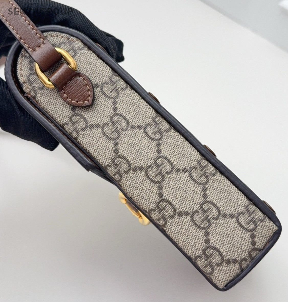 Gucci 1955 Horsebit 2Way Shoulder Bag Crossbody Brown Gold Women Classic