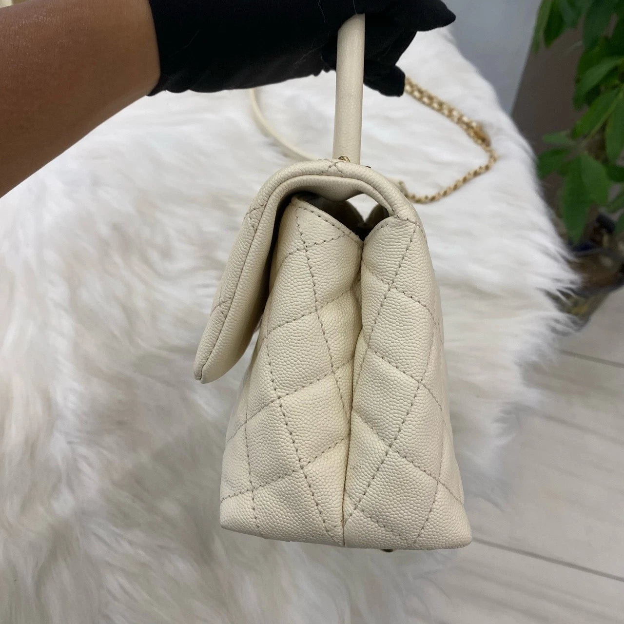 Chanel Coco Handle Small Calfskin Bag - Gold/Silver Chain Shoulder Tote