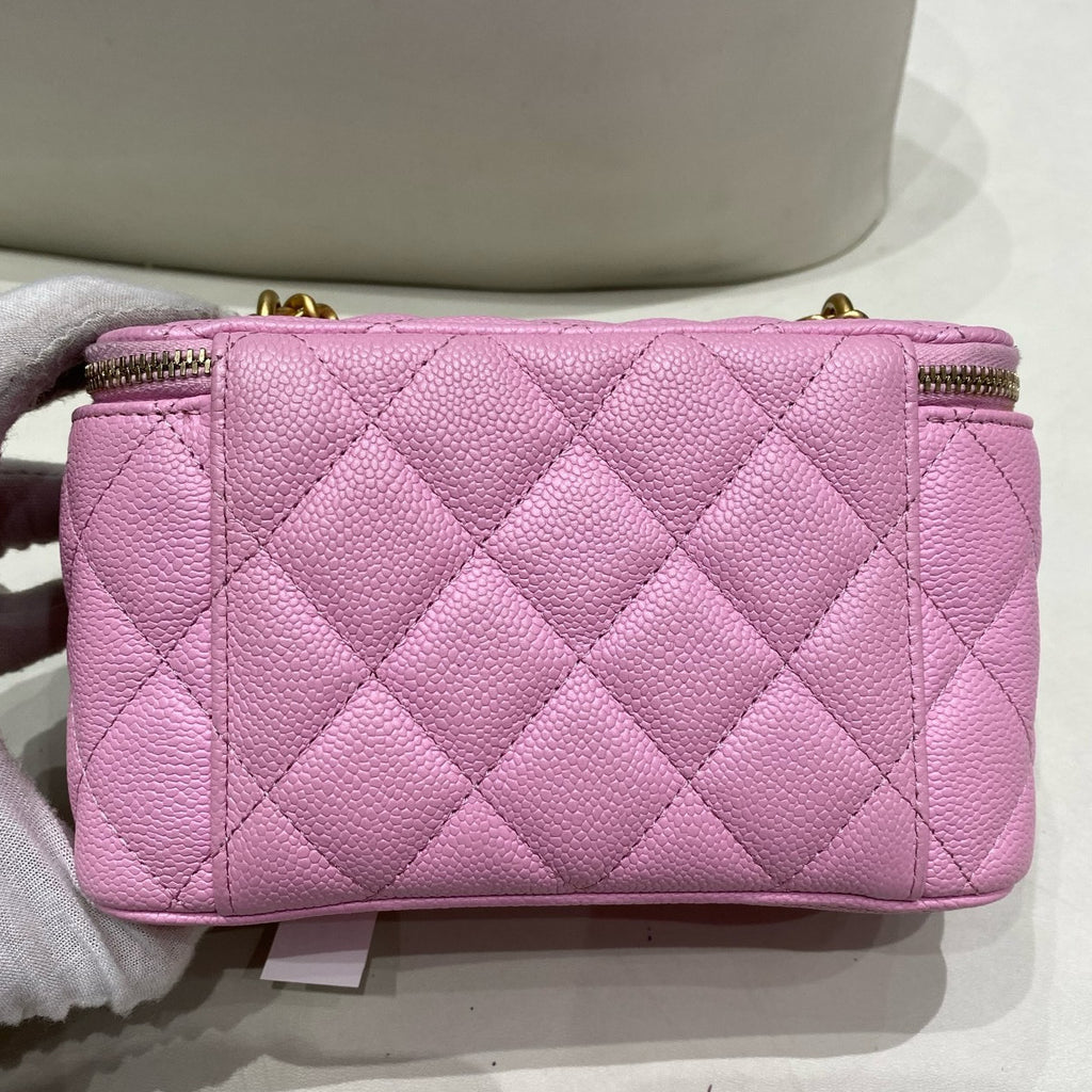 Chanel Pink Gold Hardware Vanity Case Chain Shoulder Crossbody Bag