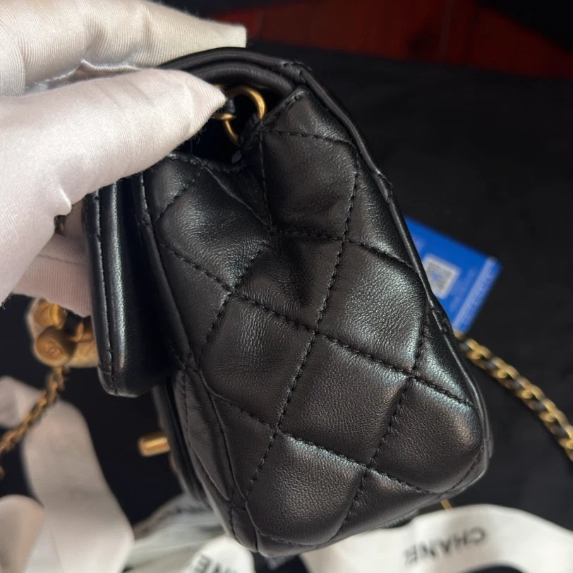 Excellent Chanel Classic Flap Big Mini Gold Ball Chain Shoulder Bag Crossbody