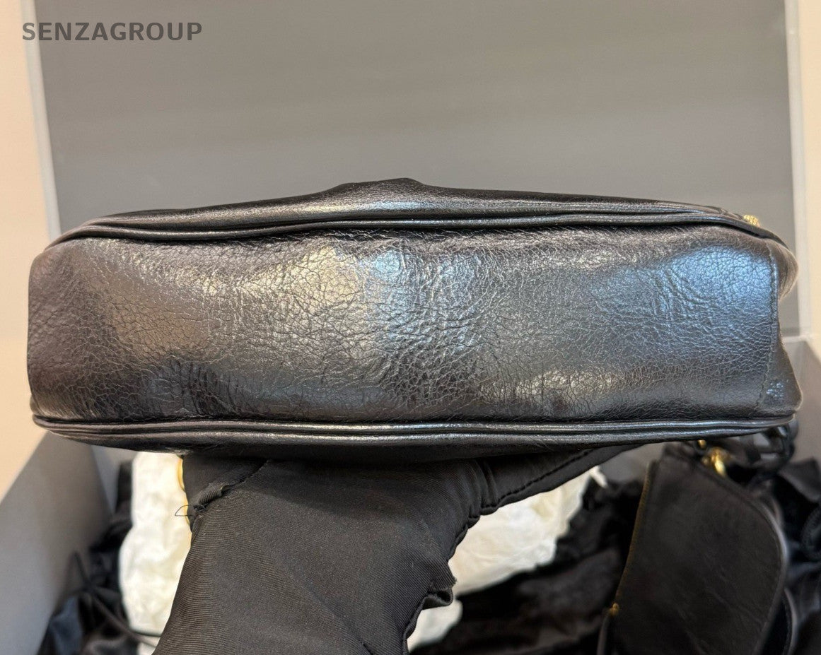 Balenciaga Le City Chain Shoulder Bag Black Gold Women Classic Fashion