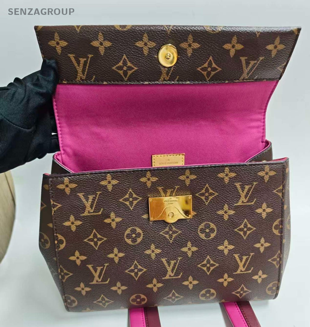 Louis Vuitton Cluny BB Monogram Top Handle Bag Crossbody Brown Gold Women