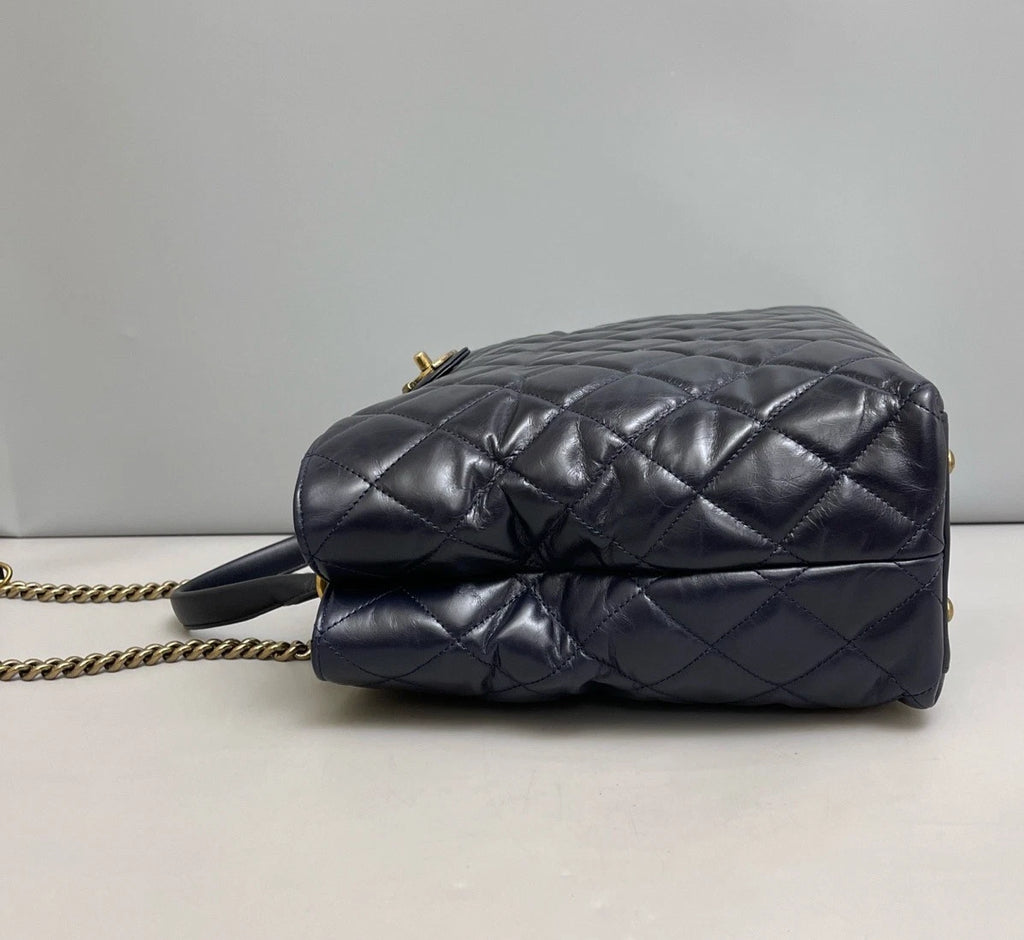Chanel Paris-bombay Tote Oil Wax Calfskin Top Handle Bag Shoulder Black