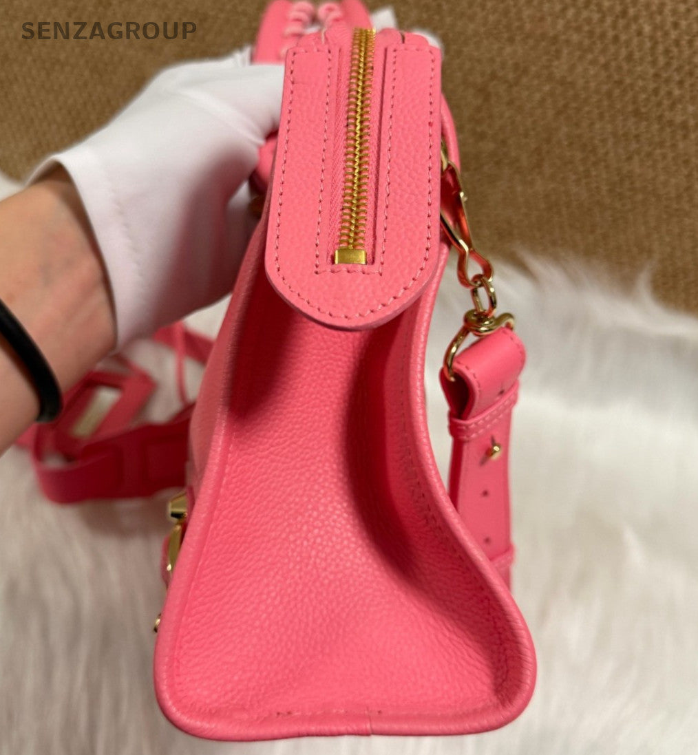 Balenciaga Motorcycle Bag PM Top Handle Bag Crossbody Pink Gold Women Classic