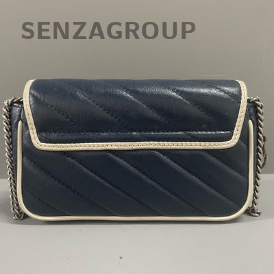 Gucci Marmont Mini Blue White Chain Shoulder Crossbody Bag Silver