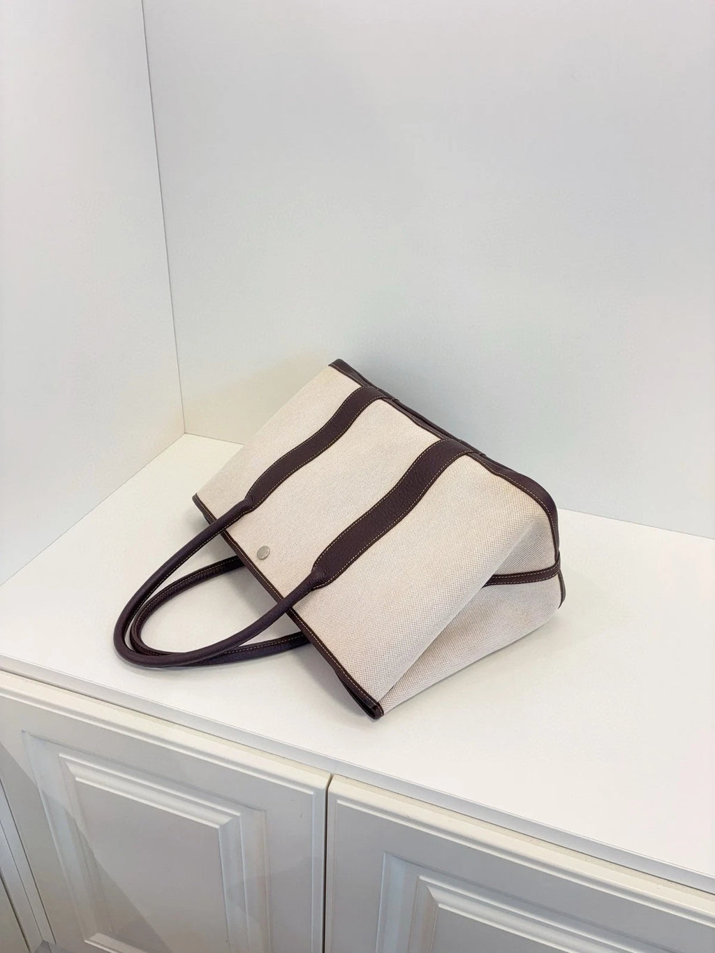 Hermes Garden Party GP 36 Tote Bag Beige Brown Canvas Leather