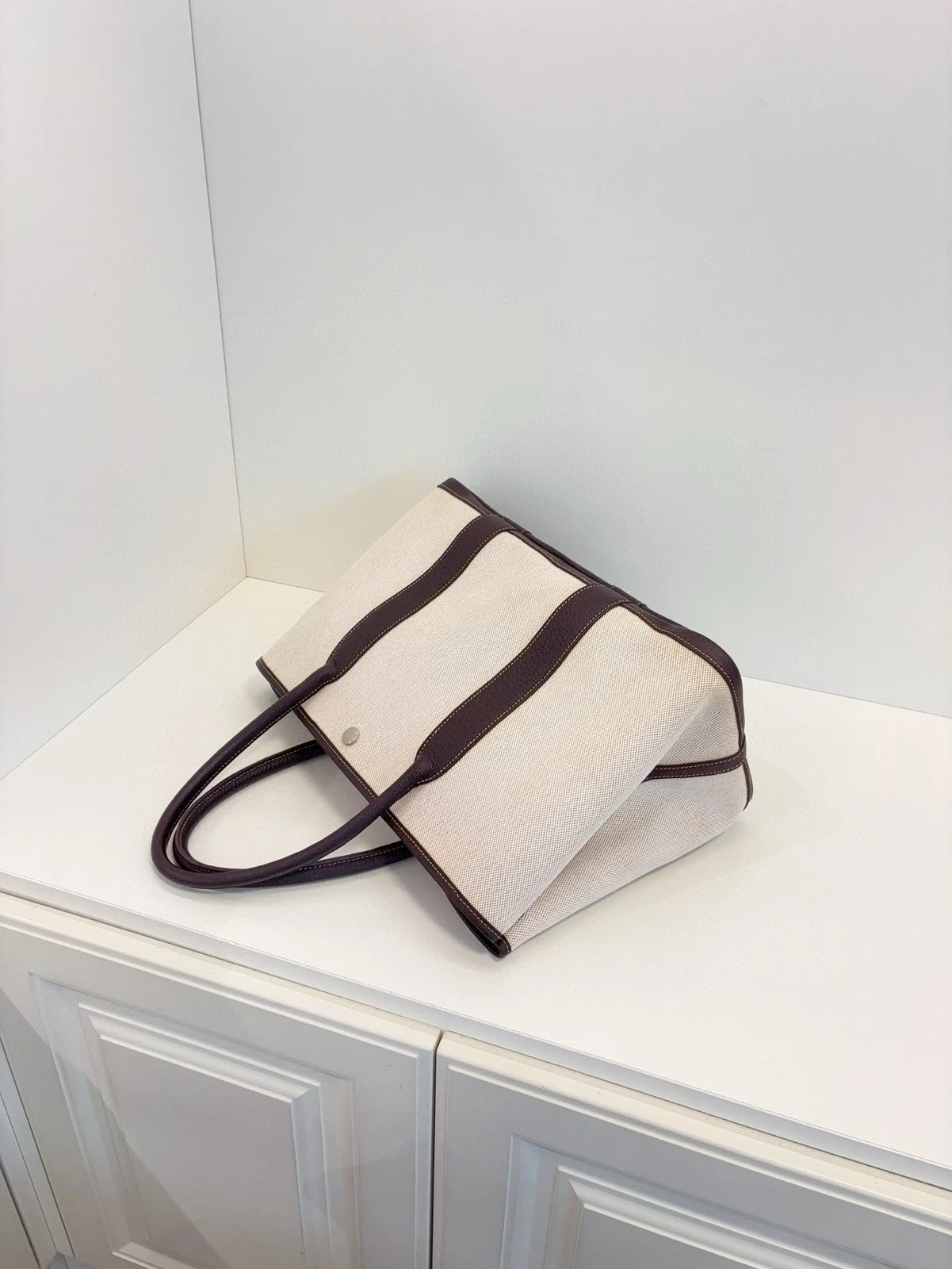Hermes Garden Party GP 36 Tote Bag Beige Brown Canvas Leather