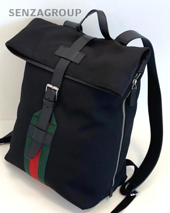 GUCCI Canvas Backpack Black Green Classic Color Shoulder bag