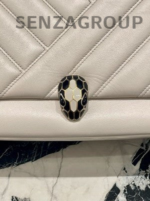 Bvlgari Serpenti Cabochon Chain Shoulder Crossbody Bag White