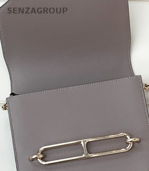 Hermes Roulis Mini Evercolor 2Way Shoulder Bag Crossbody Gray Gold Women Classic