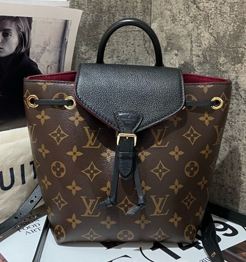 Louis Vuitton Montsouris BB Mini Monogram Backpack Brown Gold Women Classic