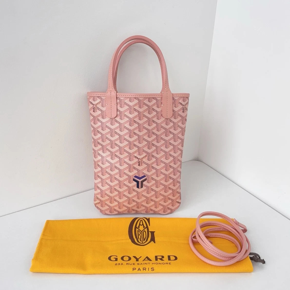 Excellent Condition Goyard Mini Tote Monogram Canvas Pink Handbag Crossbody