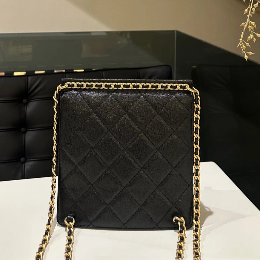 Authentic CHANEL Black Calfskin Backpack