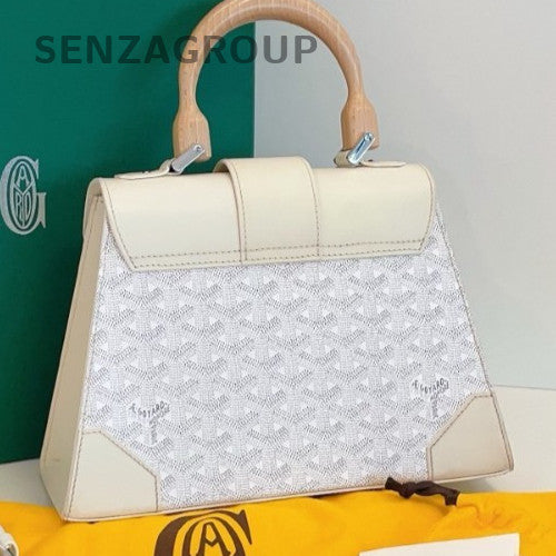 Goyard Saigon PM Top Handle Bag Crossbody White Used Women Classic