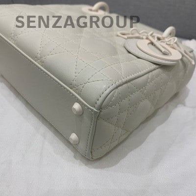 Dior Lady Dior Cannage Grey White Hardware Handbag Classic Women