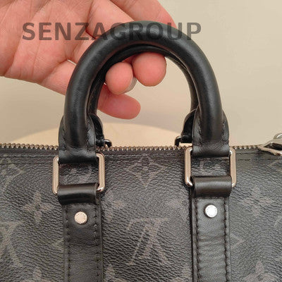 Louis Vuitton Keepall 20 Monogram Handbag Shoulder Bag Black Silver Unisex