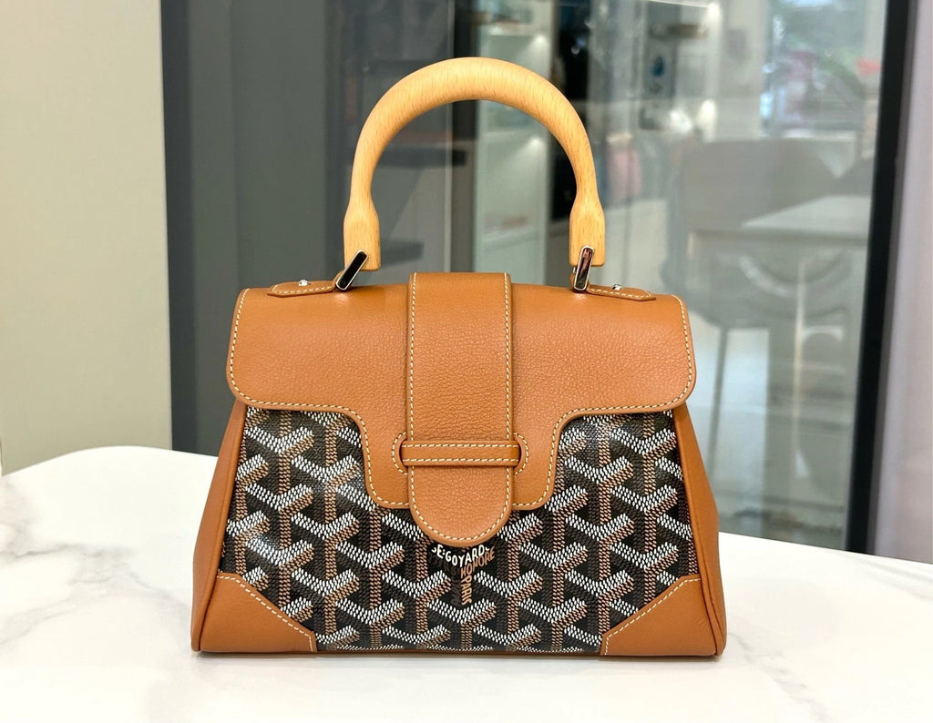 Goyard Caramel Brown Monogram Mini Saigon Handbag Women