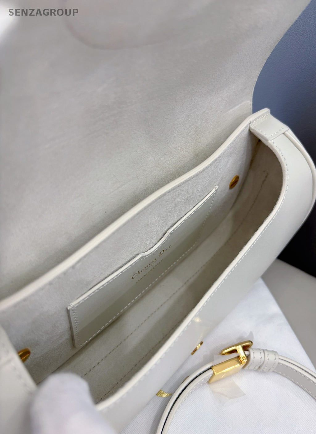 Christian Dior Bobby Shoulder Crossbody Bag White Women Almost Brand New