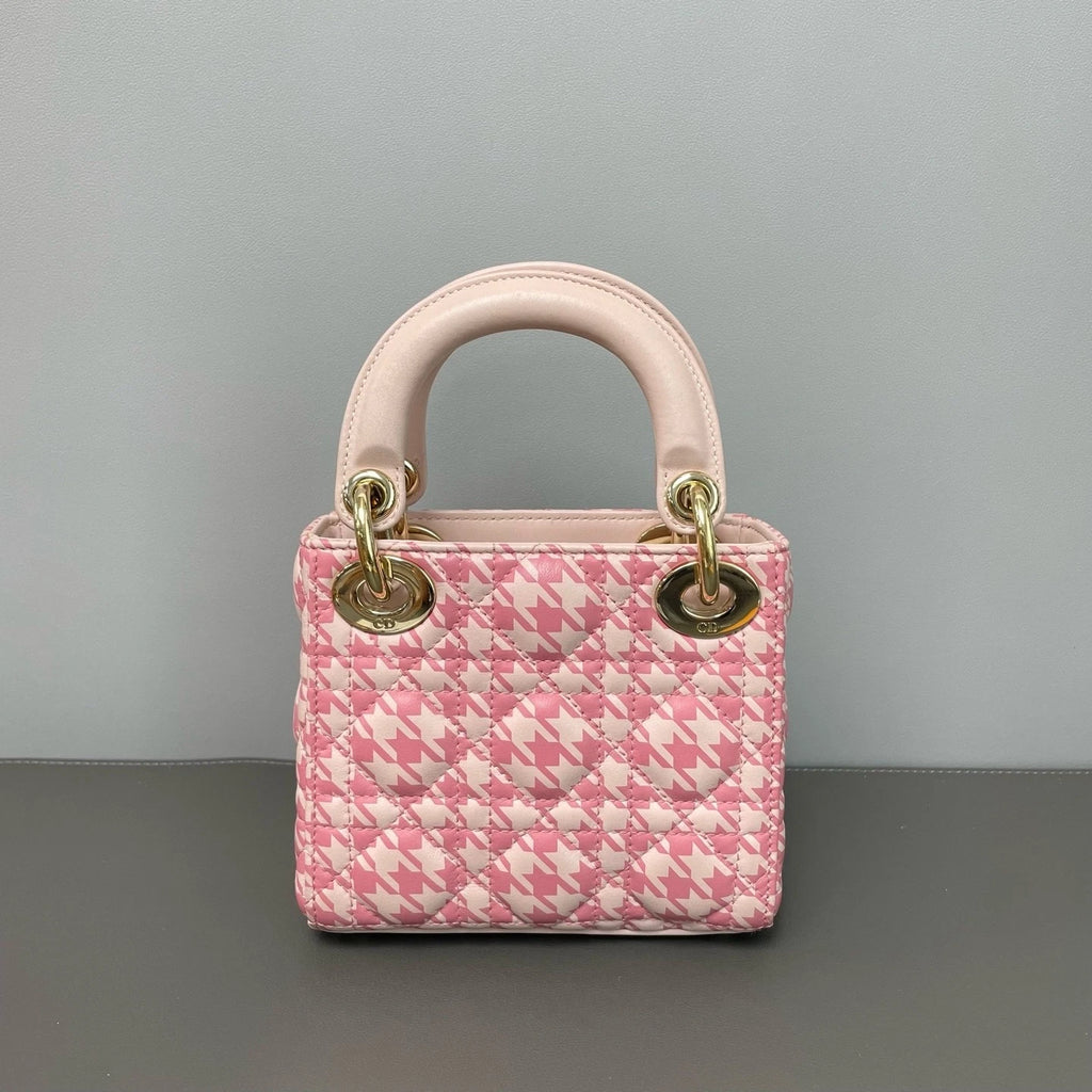 Dior Lady Dior Leather Pink Top Handle Excellent