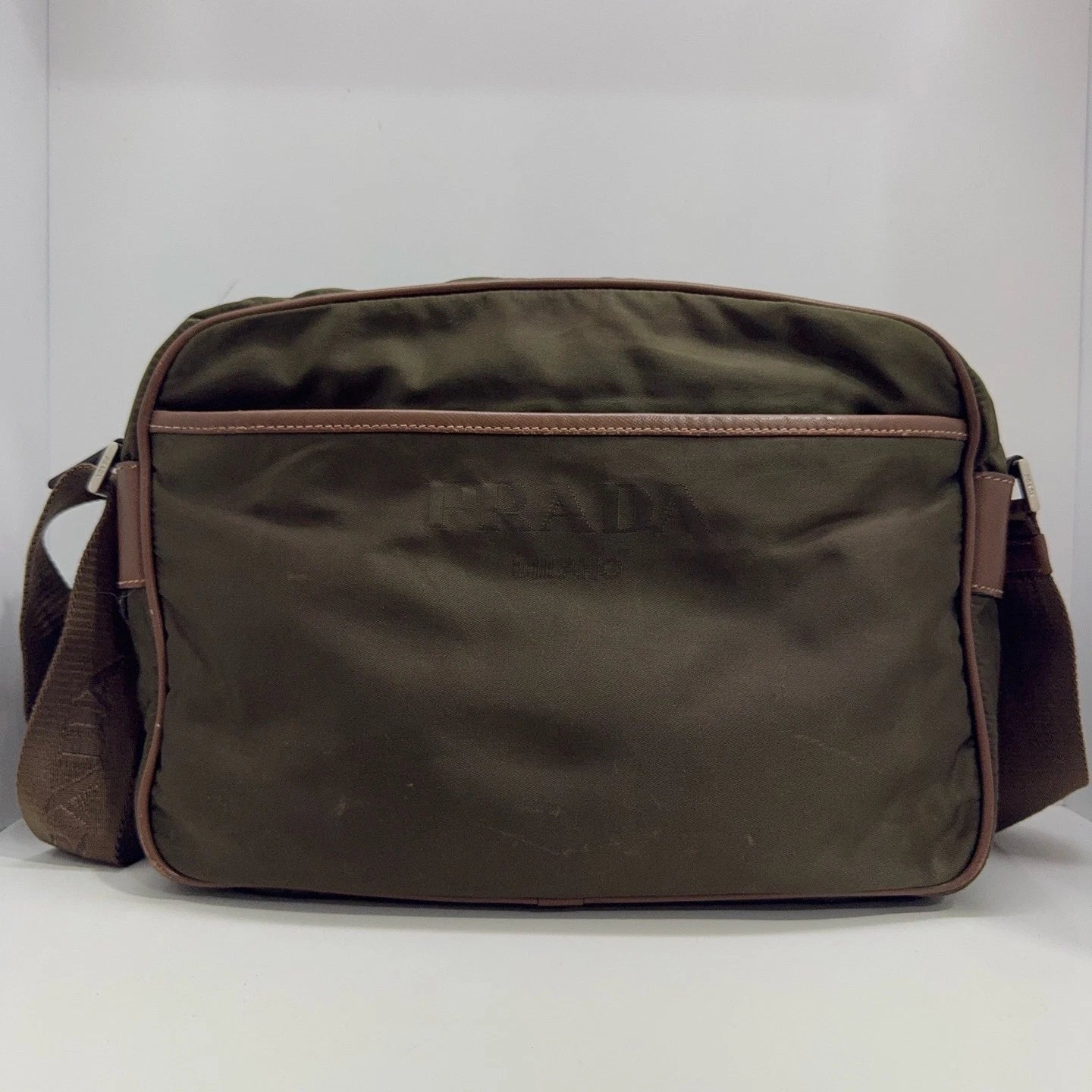 PRADA Nylon Military Green Camera Shoulder Crossbody Bag For Women